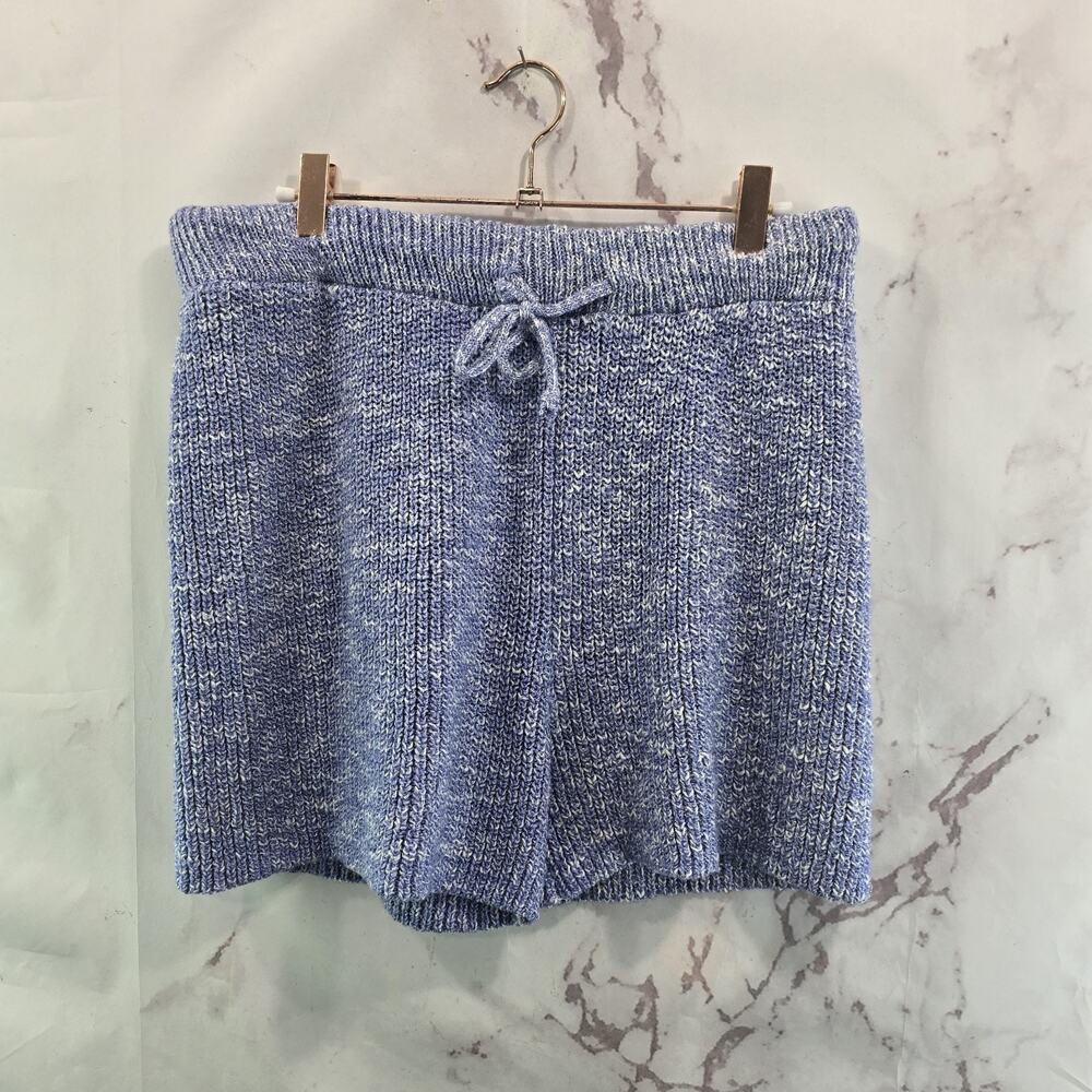 Anthropologie Shorts Womens Large Blue High Rise Sweater Knit Daily Practice